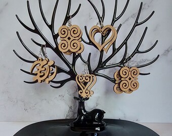 Wood Earrings, 4 pairs Earrings
