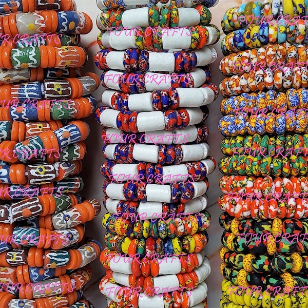 Ghanaian Krobo Ashanti Recycled Glass Bead Bracelets