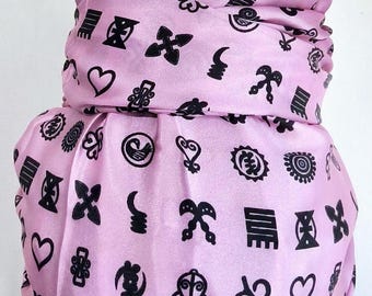 ASANTEWA Duku Adinkra SATIN cloth | scarf