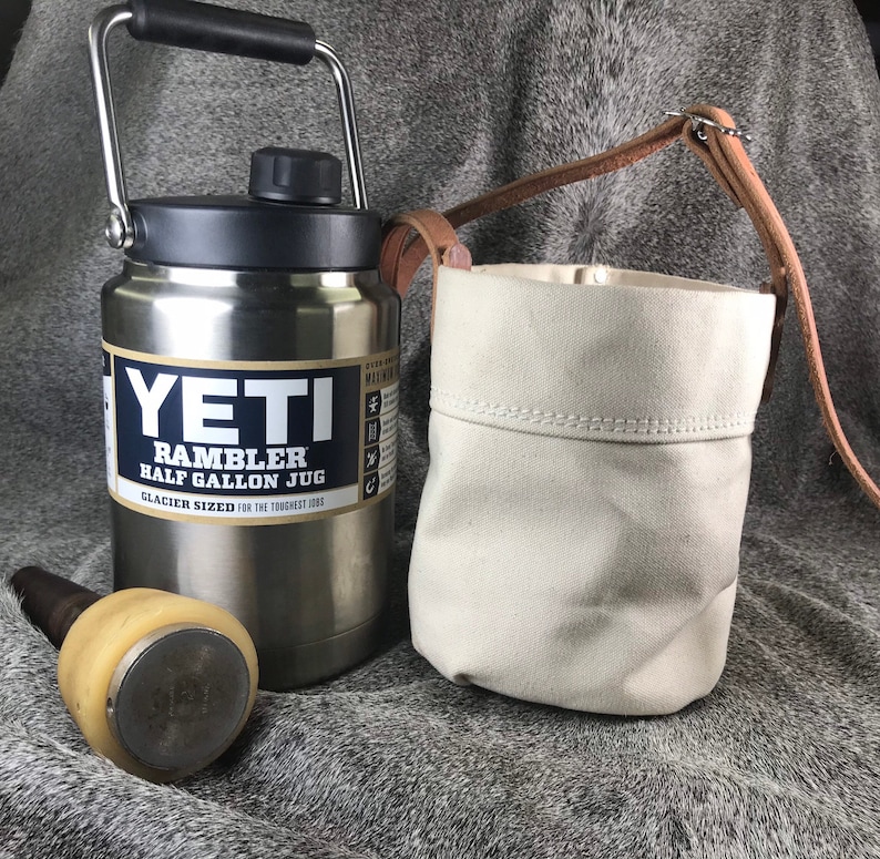 Customized Canvas Water Bottle Holder With Strap, Yeti Half Gallon