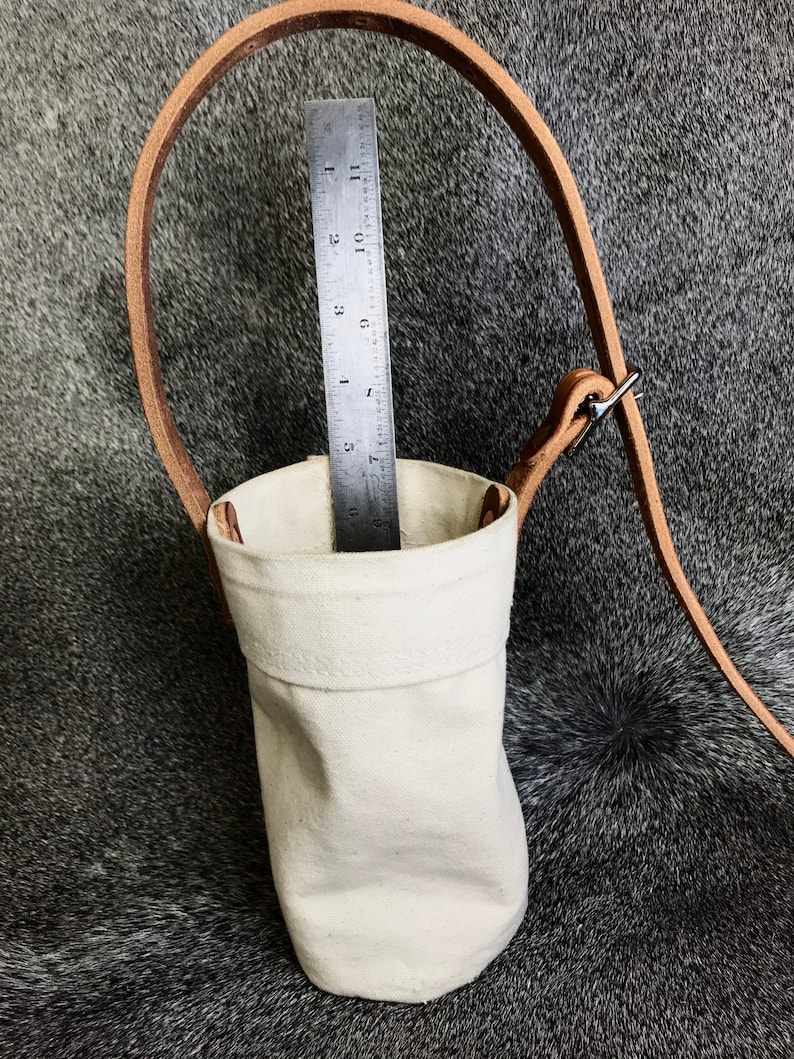 20oz Yeti water bottle holder with strap / Canvas and leather Etsy