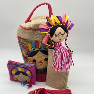 Bolso artesanal mexicano, billetera, monedero y llavero