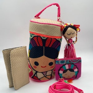 Bolso artesanal mexicano, billetera, monedero y llavero