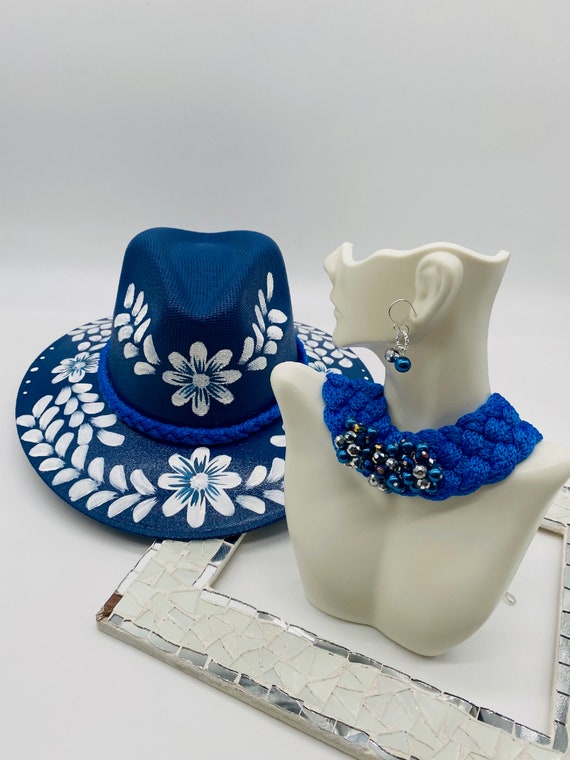Hand Beaded Hat With Matching Earrings set. s-l400.jpg main image 2