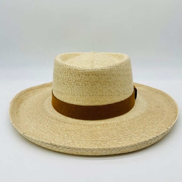 Summer Hat|Raw Straw Hat| Women's Palm FEDORA style Golf Natural color