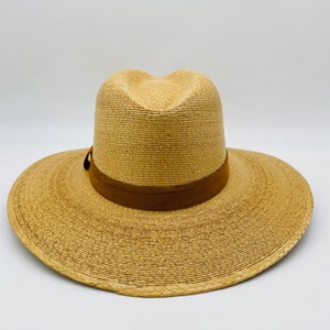 Summer Hat|Raw Straw Hat| Women&#39;s Palm FEDORA style Brown color