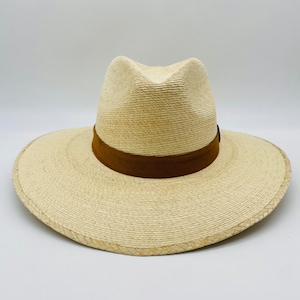 Summer Hat|Raw Straw Hat| Women&#39;s Palm FEDORA style Natural color