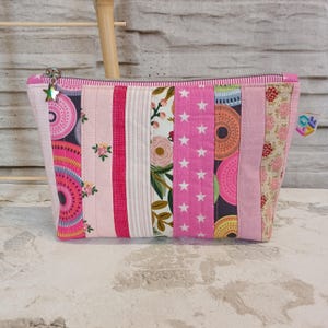 Kosmetiktasche, Kramtasche, Täschchen rosa pink Patchwork UNIKAT