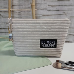 Kosmetiktasche Cord, beige mit Label