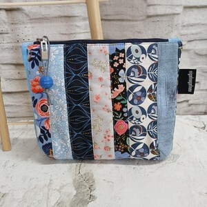 Kosmetiktasche, Kramtasche, Täschchen blau Patchwork UNIKAT