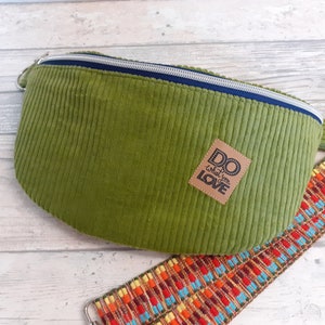 Belly bag corduroy spring green MAXI hipbag, crossbody,