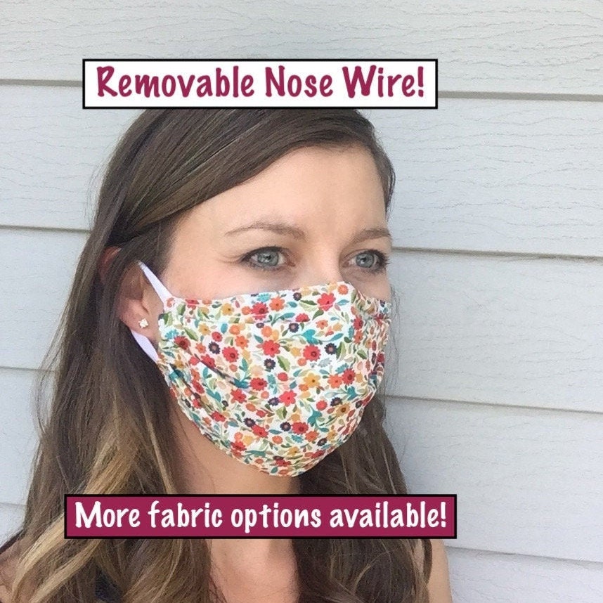 Face Mask with Nose Wire: Reusable, Machine-Washable, 2 Layer Cotton/…