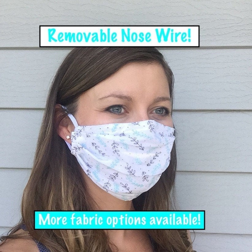 Face Mask with Nose Wire: Reusable, Machine-Washable, 2 Layer Cotton/…