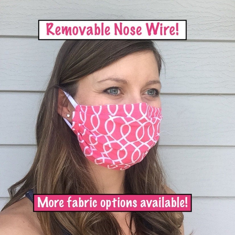 Face Mask with Nose Wire: Reusable, Machine-Washable, 2 Layer Cotton/…