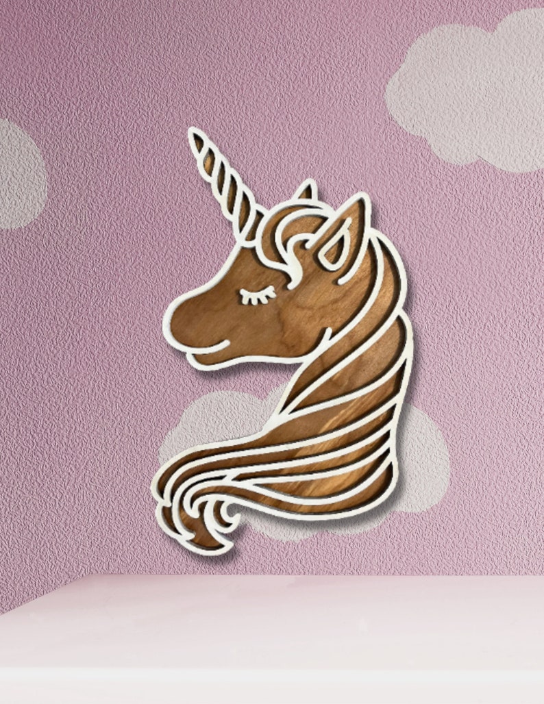 Unicorn Head Wall Decor Instant Download File for Crafts Wood Etsy