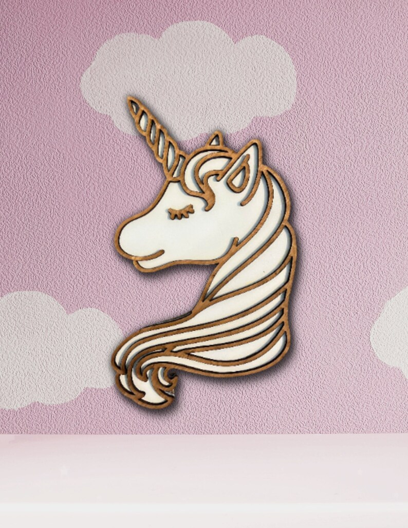 Unicorn Head Wall Decor Instant Download File for Crafts Wood Etsy
