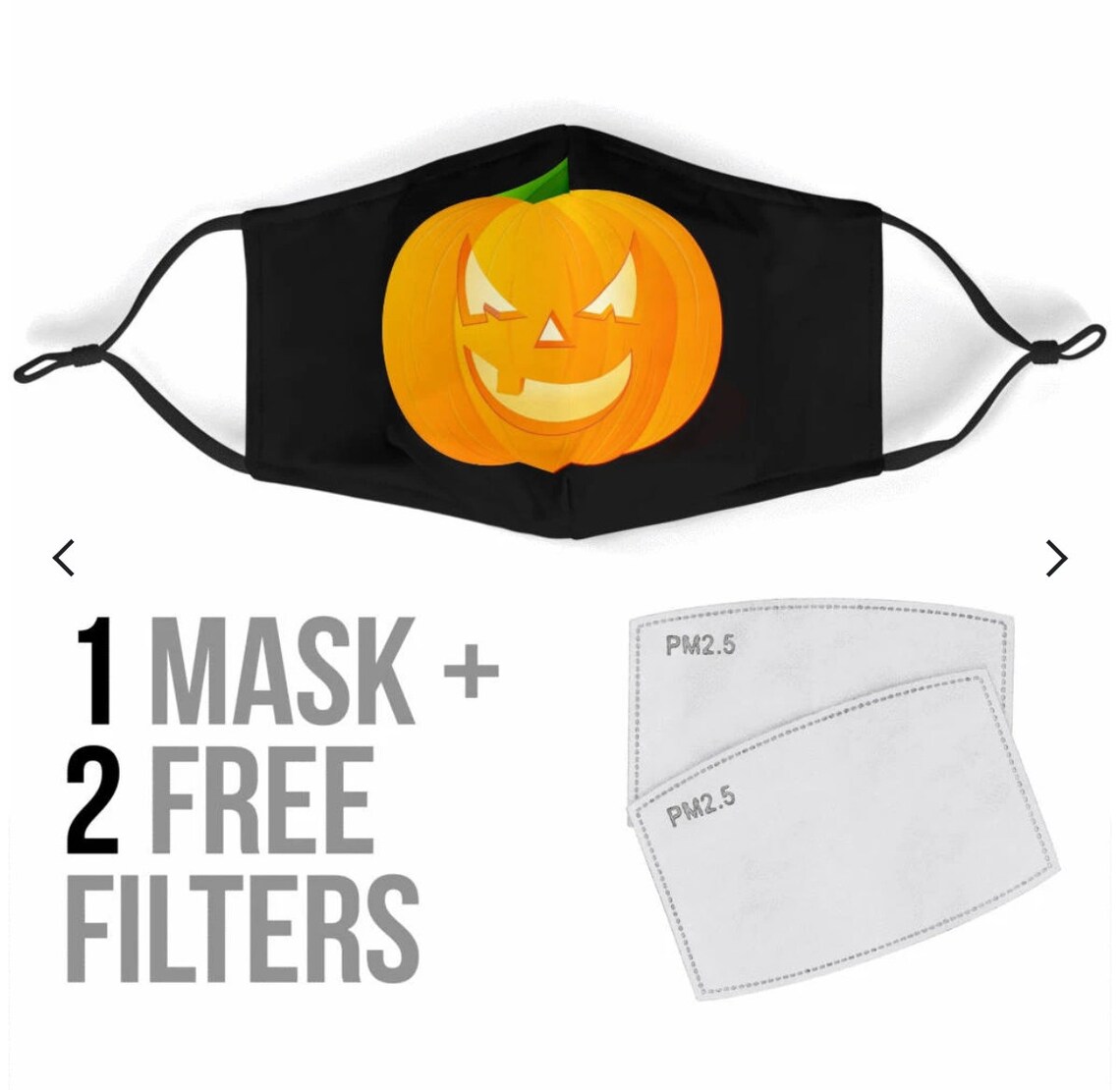 Halloween Pumpkin Face Mask 2 Ply Mask 2 Air Filters Etsy