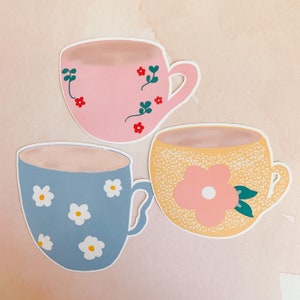 Tea time sticker pack, vintage inspired stickers, glossy planner stickers, happy mail, snail mail, pen pal supplies, junk journal stationery