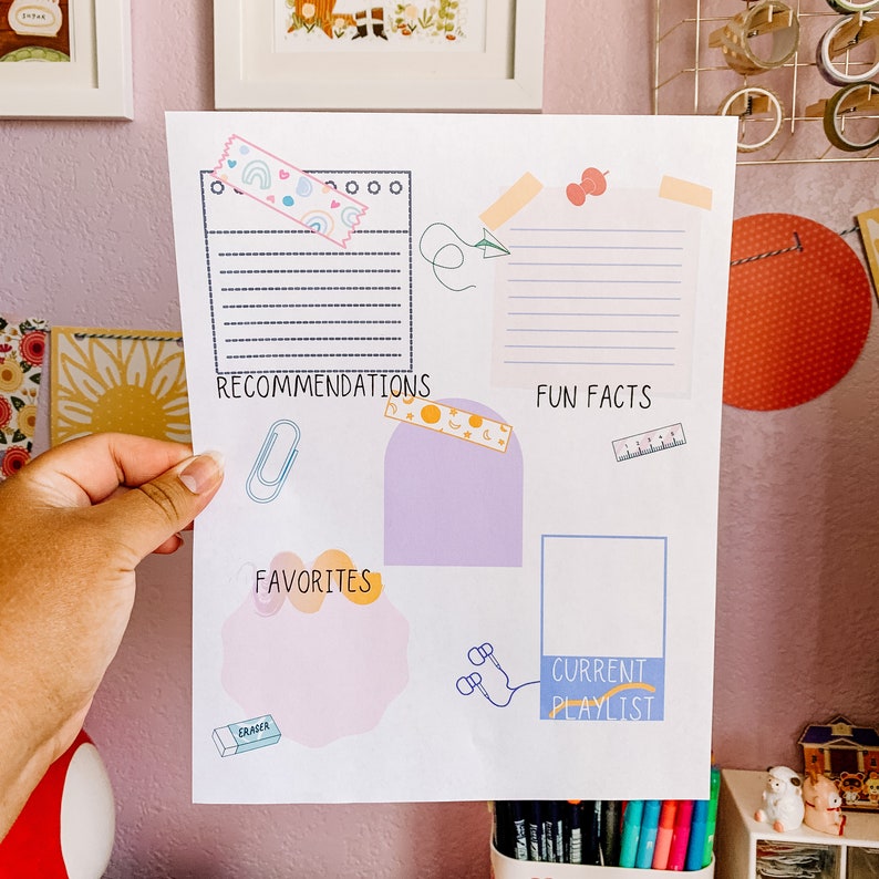 90s Theme Digital Pen Pal Printable Pen Pal Activity Pages Etsy