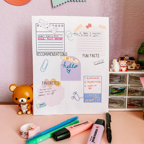 90s theme Digital Pen Pal Printable | Pen pal activity pages | pen pal starter kit | pen pal supplies | pen pal get to know me | penpal