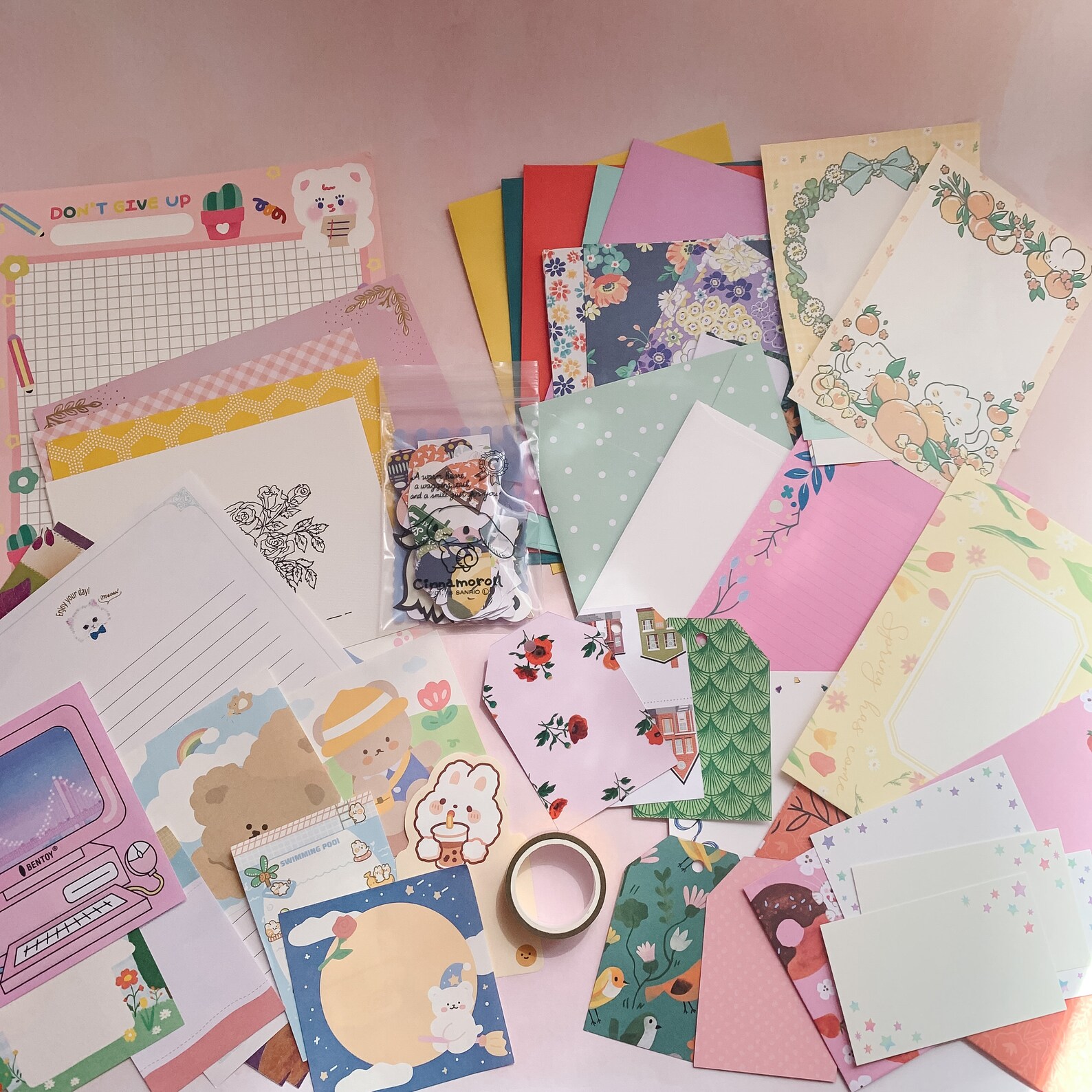 90 Piece Stationery Grab Bag Cute Letter Set Pen Pal Etsy