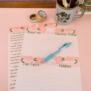 Digital Penpal Printable | Penpal activity pages | penpal starter kit | pen pal | penpal supplies | penpal letters | penpal get to know me