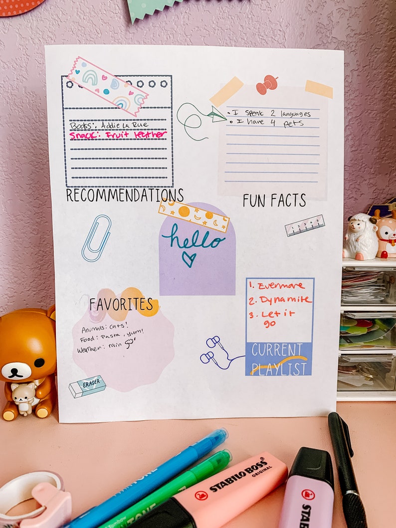 90s Theme Digital Pen Pal Printable Pen Pal Activity Pages Etsy