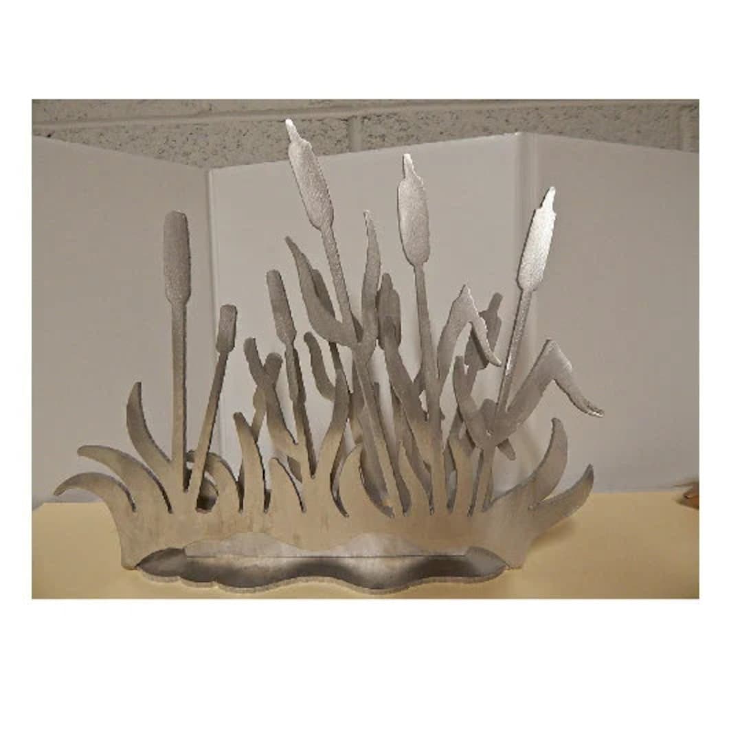 Cattails Metal Art Glass Display Stand by Inspirational Glass Etsy