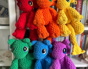 Rainbow Dusk the Fury Dragons | Handmade Crochet Dragon | UKCA Tested | Amigurumi Dragon Plush | Fantasy Gift | Cute Crochet Dragon