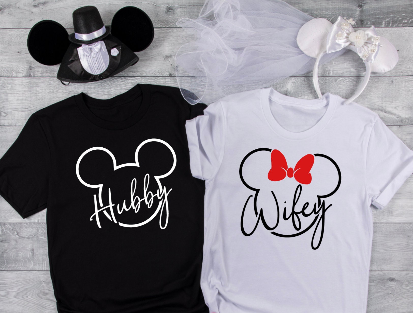 Hubby and Wifey T Shirts | Newlyweds | Just Married | Honeymoon
