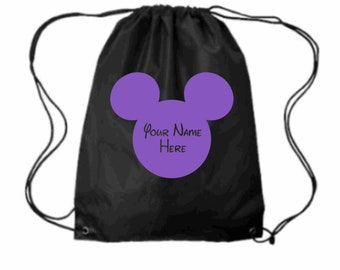 Personalisierte Maus Ohr kordelzug Rucksack | Individuelle Farbe | Personalisierter Name