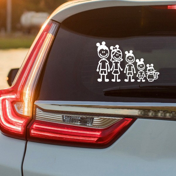 Stick Figure Family Mouse Ear Decal