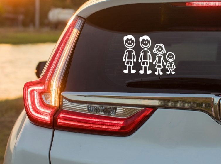 Strichmännchen Familie Auto Aufkleber Sticker - .de