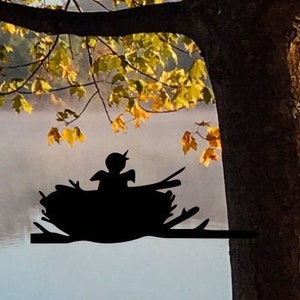 Fledgling Baby bird | Metal Bird / Metal Birds on a Branch / Metal Decoration for your Yard, Garden or Tree