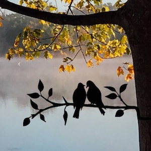 Lovebirds | Metal Bird / Metal Birds on a Branch / Metal Decoration for your Yard, Garden or Tree