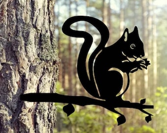 Metal Squirrel 1 on Branch | Metal Animals / Metal Squirrel / Metal Decoration for your Yard, Garden or Tree