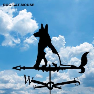 DOG-CAT-MOUSE Metal Plasmacut Weathervane Roof Decor Weathercock