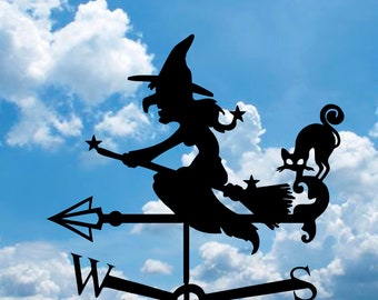 WITCH 4/ Metal Plasmacut Weathervane Roof Decor Weathercock