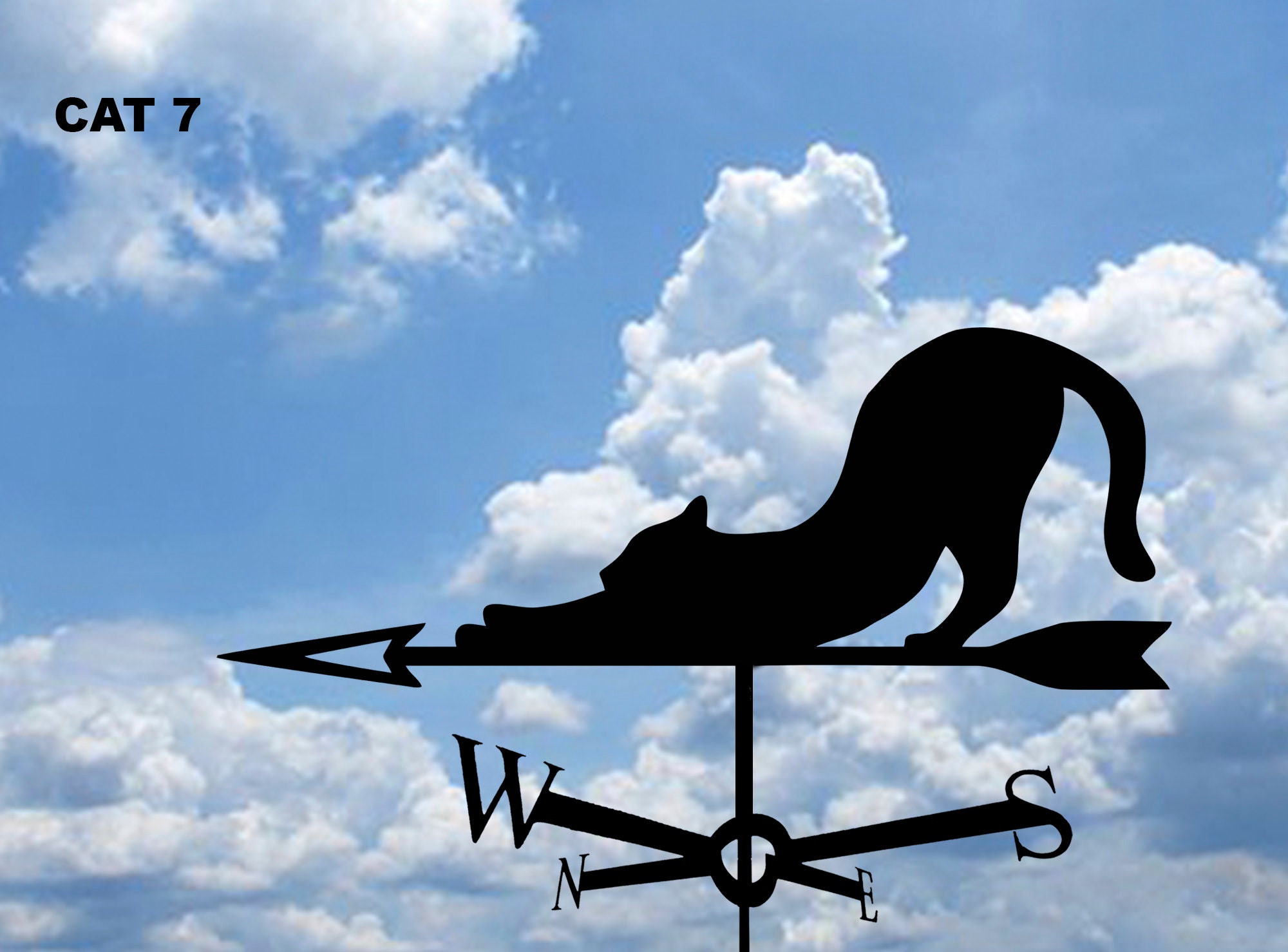 CAT 7 Metal Plasmacut Weathervane Roof Decor Weathercock