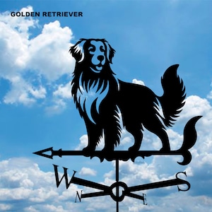 GOLDEN RETRIEVER Metal Plasmacut Weathervane Roof Decor Weathercock