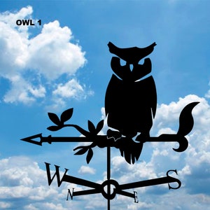 OWL 1 Metal Plasmacut Weathervane Roof Decor Weathercock