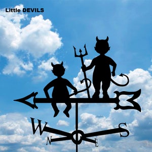 Little DEVILS Metalowy wiatrowskaz z wycinanym plazmą dachem