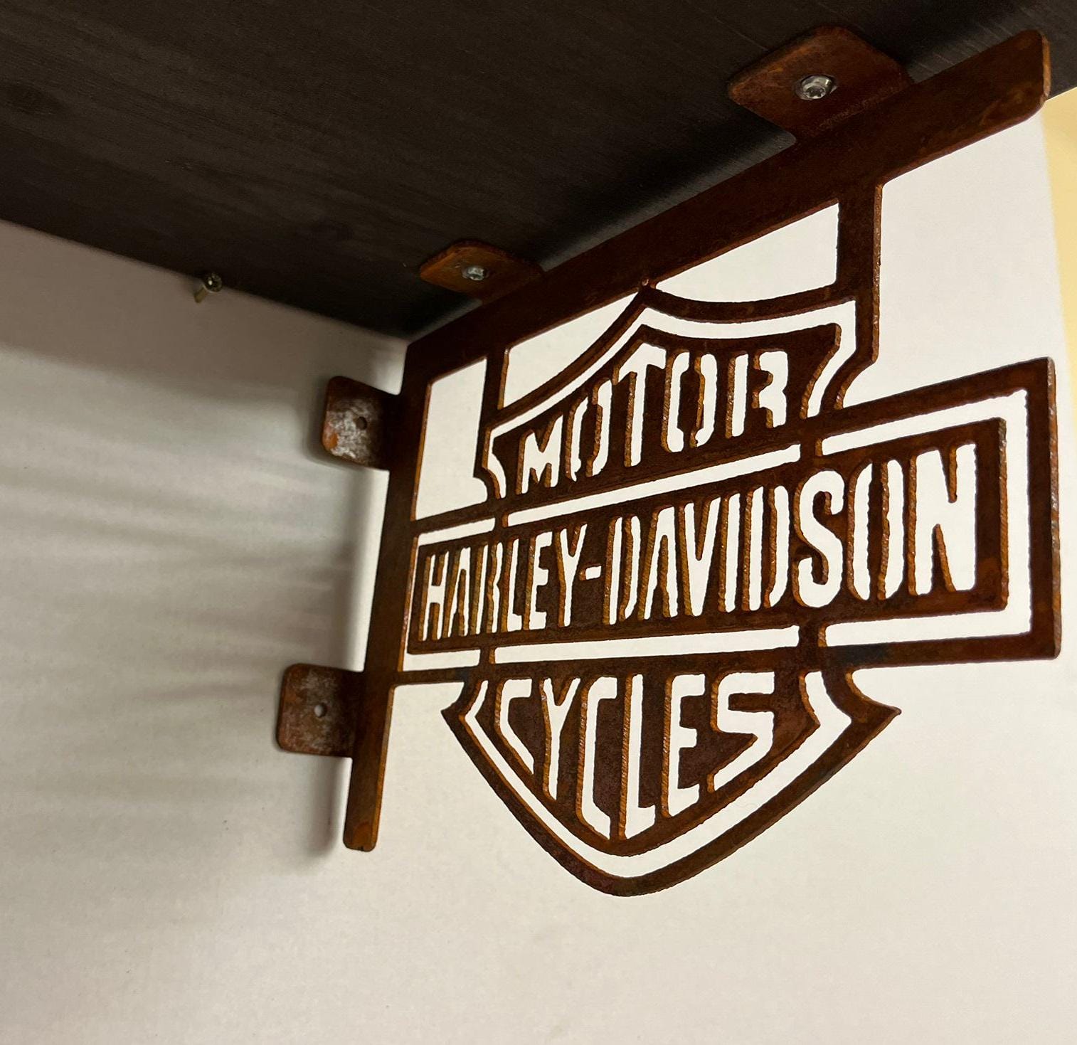 Handcrafted Wall Shelf With Harley-davidson Inspired Brackets