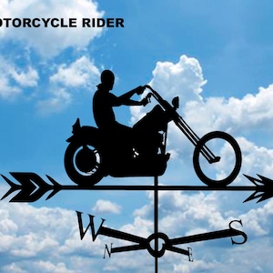MOTORCYCLE RIDER Metal Plasmacut Weathervane Roof Decor Weathercock