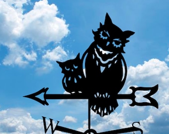 OWLS Metal Plasmacut Weathervane Roof Decor Weathercock