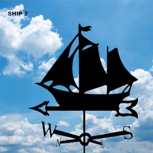 SHIP 2 Metal Plasmacut Weathervane Roof Decor Weathercock