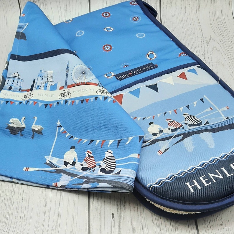 Oven Mitt & Towel Set Double Oven Glove and Tea Towel set in Etsy