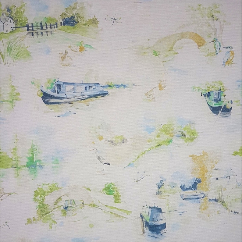 Canal Boat Fabric Cotton Fabric by the metre Narrowboat Etsy