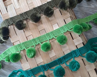 Green Pom Pom Trim: 28mm Home Decor Edging