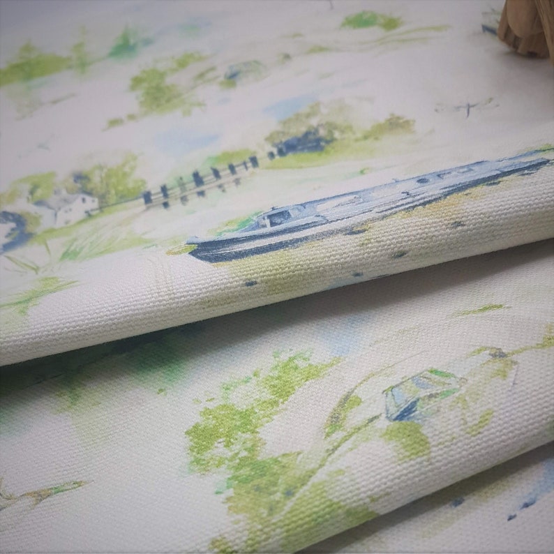 Canal Boat Fabric Cotton Fabric by the Metre Narrowboat Etsy UK